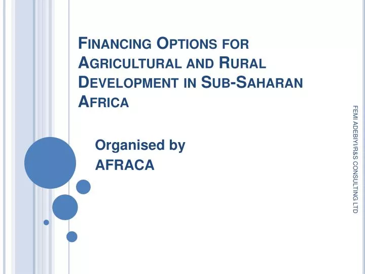 financing options for agricultural and rural development in sub saharan africa