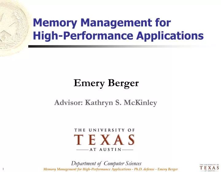 memory management for high performance applications