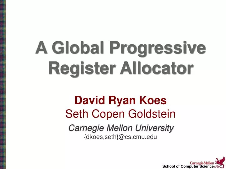 a global progressive register allocator