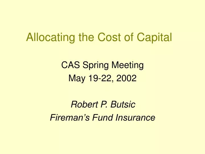 allocating the cost of capital