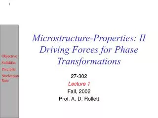 Microstructure-Properties: II Driving Forces for Phase Transformations