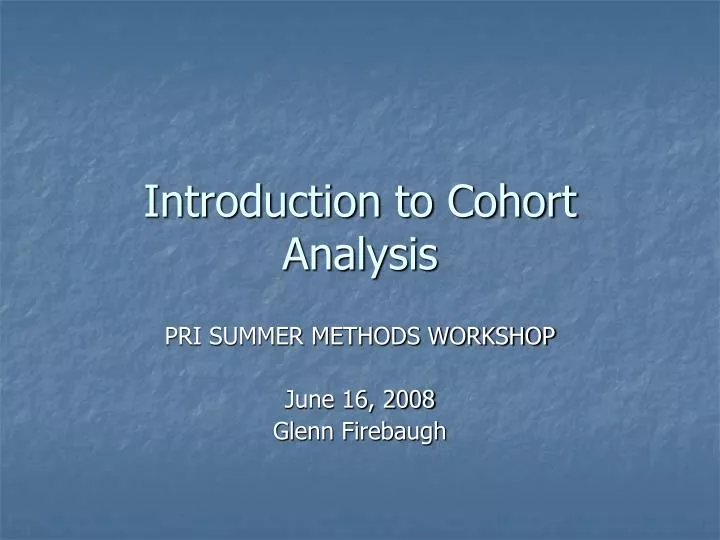 introduction to cohort analysis