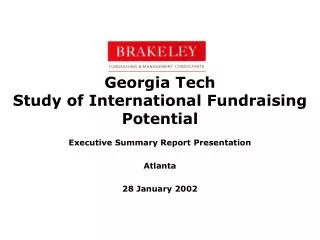 Georgia Tech Study of International Fundraising Potential