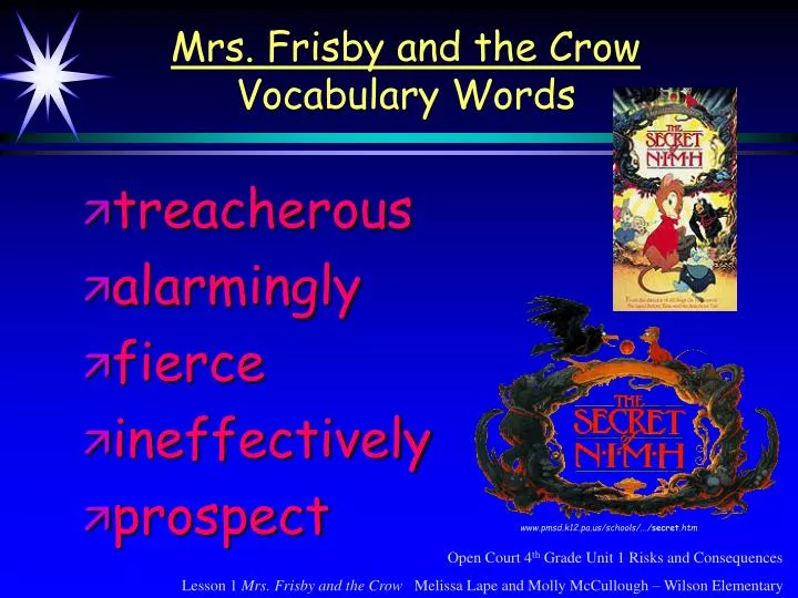 mrs frisby and the crow vocabulary words