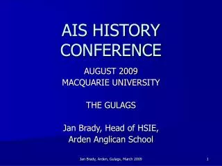AIS HISTORY CONFERENCE