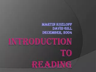 Introduction to Reading First