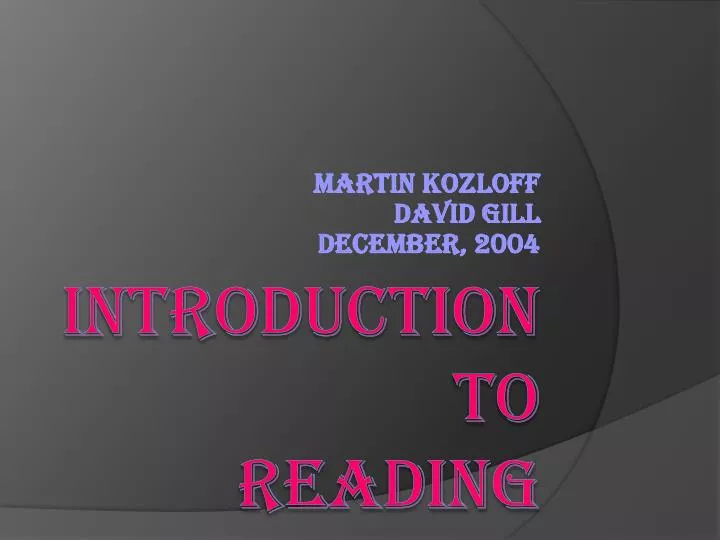 martin kozloff david gill december 2004