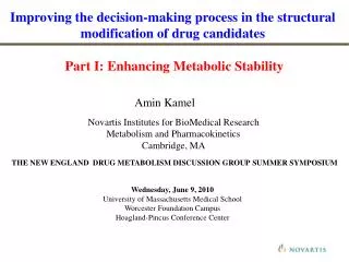 Improving the decision-making process in the structural modification of drug candidates Part I: Enhancing Metabolic St