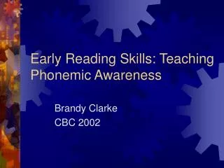 Early Reading Skills: Teaching Phonemic Awareness