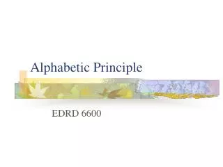 Alphabetic Principle