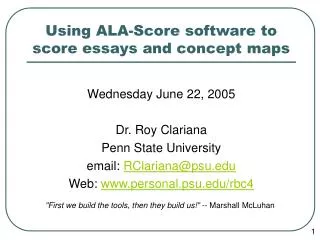 Using ALA-Score software to score essays and concept maps