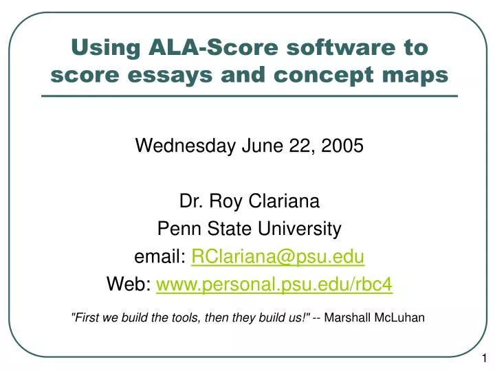 using ala score software to score essays and concept maps