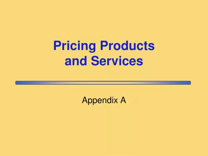 pricing products and services