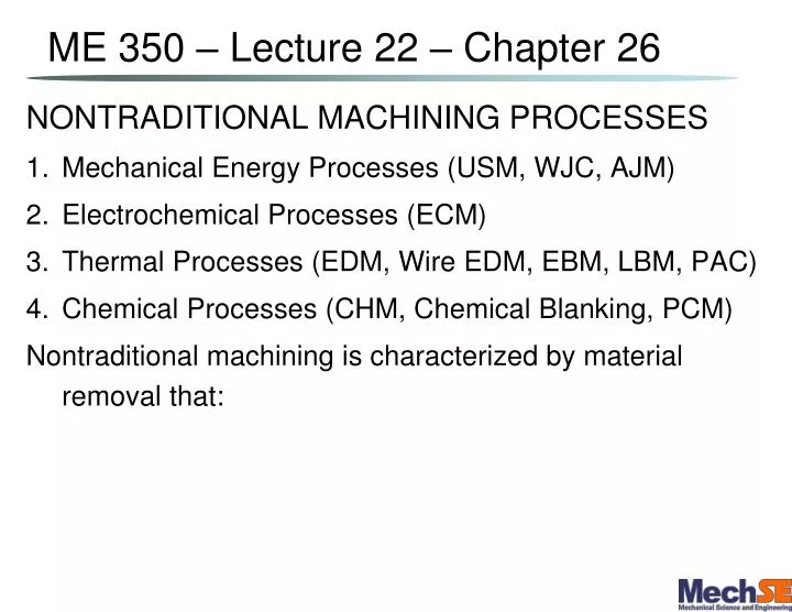 me 350 lecture 22 chapter 26