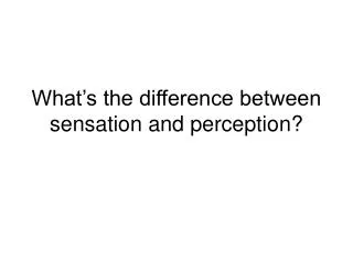 What’s the difference between sensation and perception?