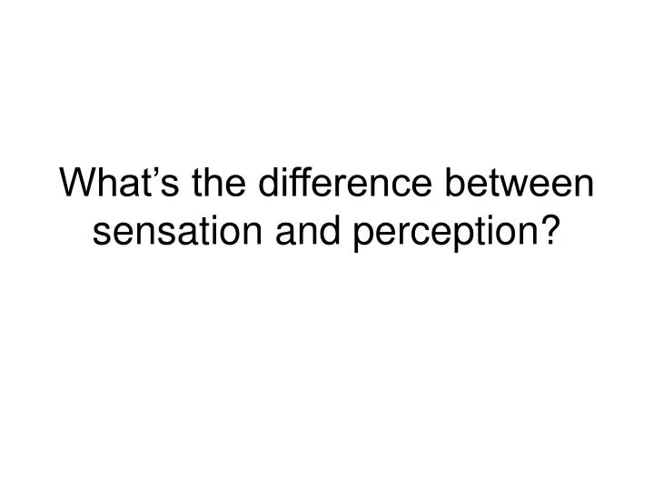 what s the difference between sensation and perception