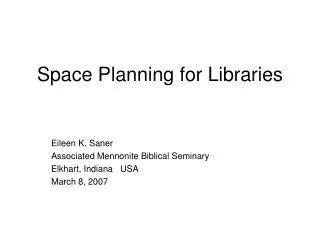 Space Planning for Libraries