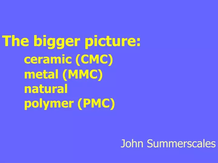 the bigger picture ceramic cmc metal mmc natural polymer pmc