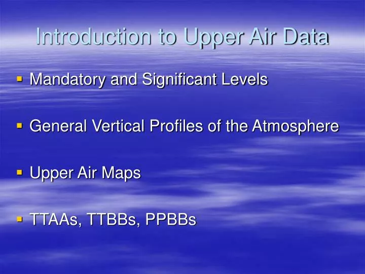 introduction to upper air data