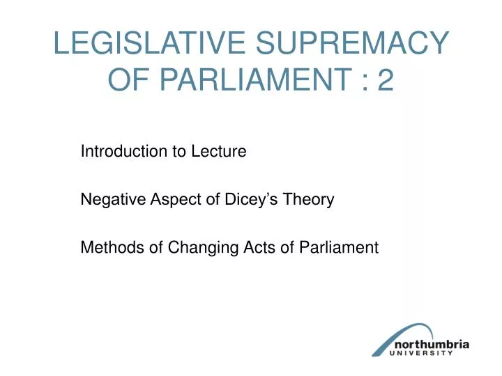 legislative supremacy of parliament 2