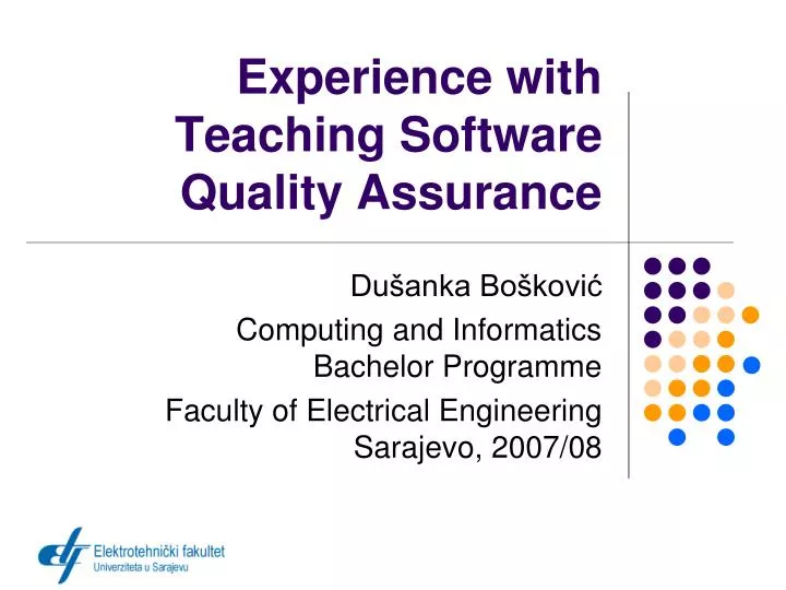 experience with teaching software quality assurance