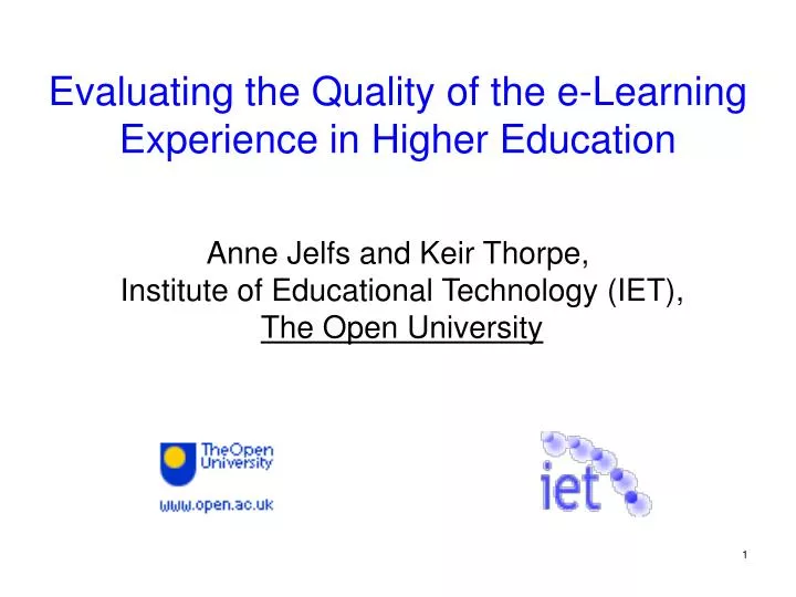 evaluating the quality of the e learning experience in higher education