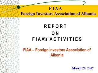 F I A A Foreign Investors Association of Albania