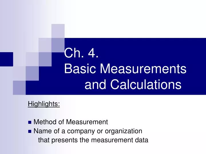 ch 4 basic measurements and calculations