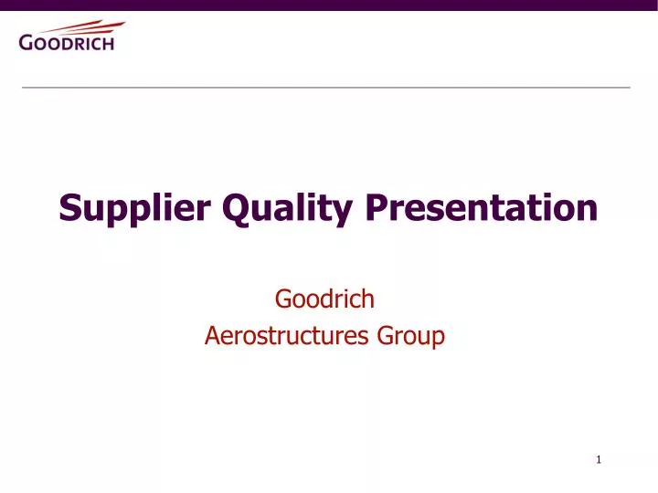 supplier quality presentation