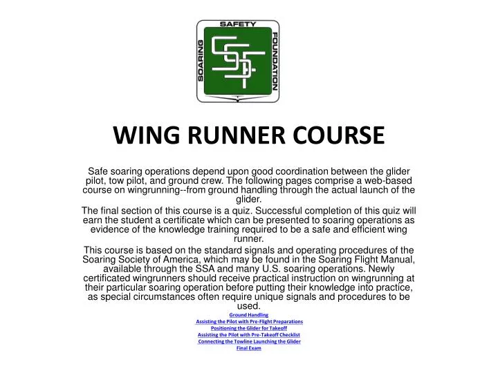wing runner course