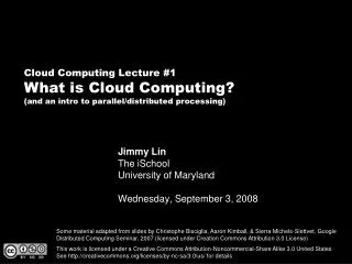 Jimmy Lin The iSchool University of Maryland Wednesday, September 3, 2008