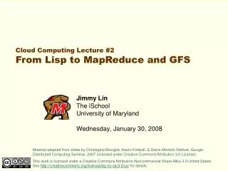 Jimmy Lin The iSchool University of Maryland Wednesday, January 30, 2008