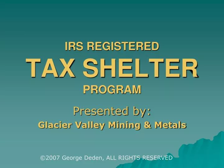 irs registered tax shelter program