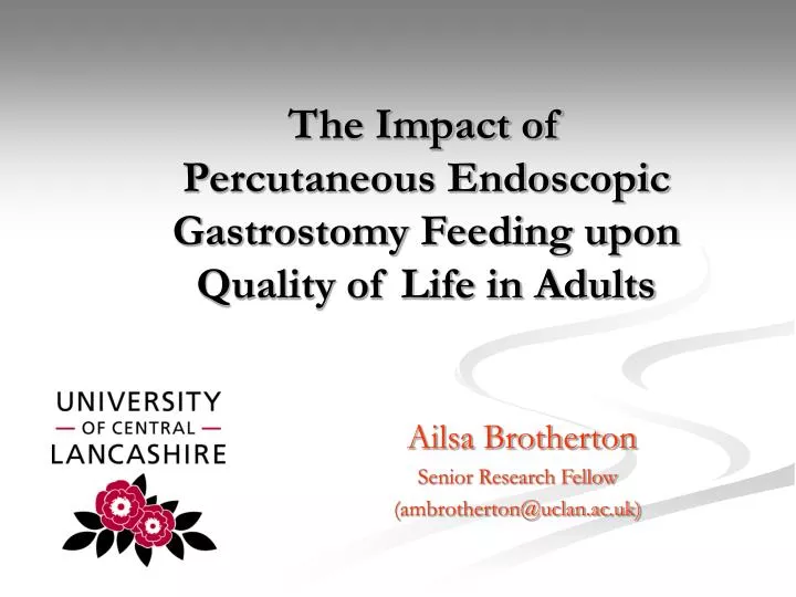 the impact of percutaneous endoscopic gastrostomy feeding upon quality of life in adults