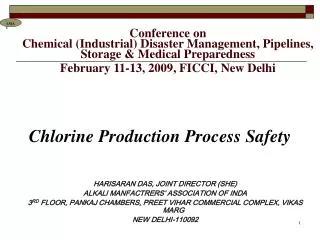 Conference on Chemical (Industrial) Disaster Management, Pipelines, Storage &amp; Medical Preparedness February 11-13,