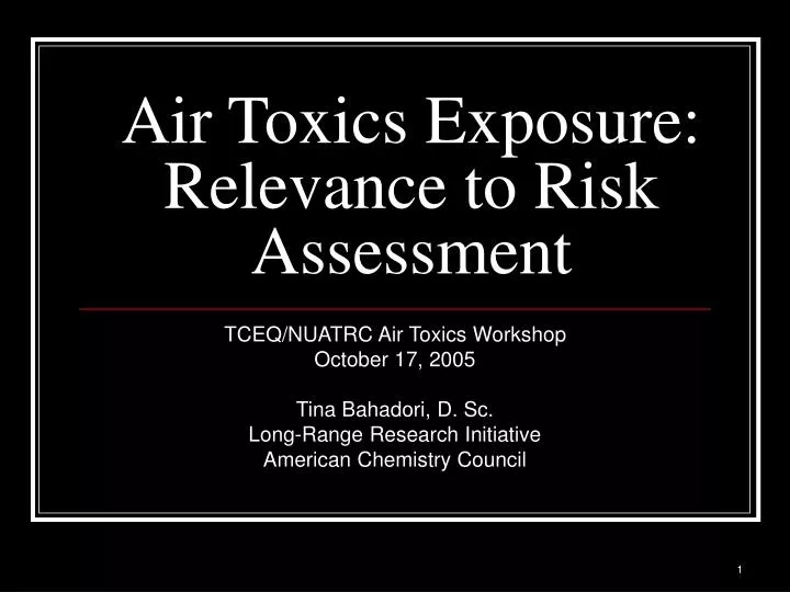 air toxics exposure relevance to risk assessment