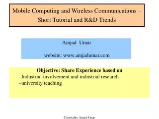 Mobile Computing and Wireless Communications – Short Tutorial and R&amp;D Trends
