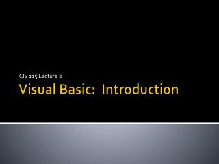 Visual Basic: Introduction