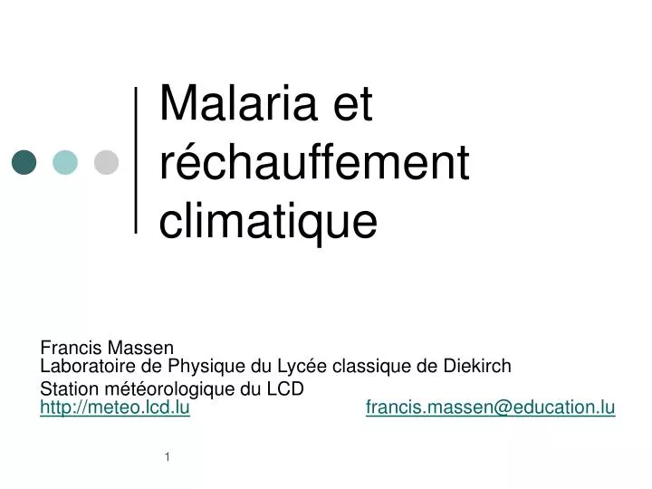 malaria et r chauffement climatique
