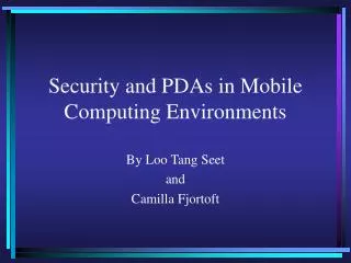 Security and PDAs in Mobile Computing Environments