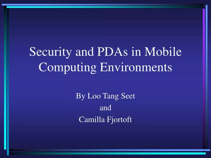 security and pdas in mobile computing environments