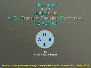1 km 2 array version: H igh E nergy A ll S ky T ransient R adiation O bservatory HE - ASTRO