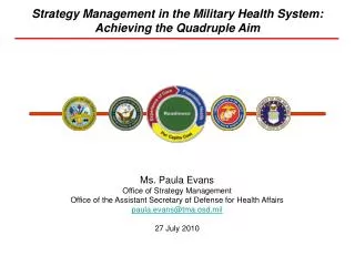 Strategy Management in the Military Health System: Achieving the Quadruple Aim
