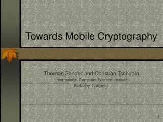 Towards Mobile Cryptography