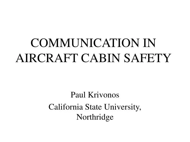communication in aircraft cabin safety