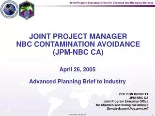 JOINT PROJECT MANAGER NBC CONTAMINATION AVOIDANCE (JPM-NBC CA)
