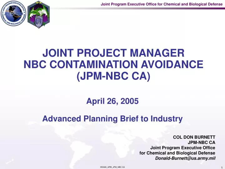 joint project manager nbc contamination avoidance jpm nbc ca