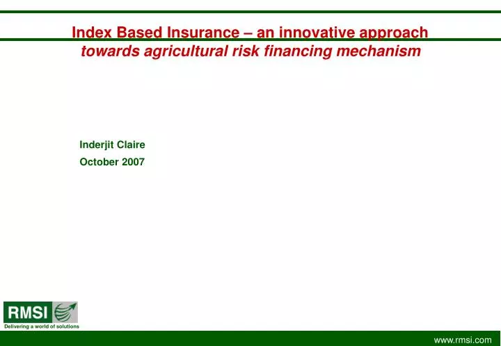 index based insurance an innovative approach towards agricultural risk financing mechanism