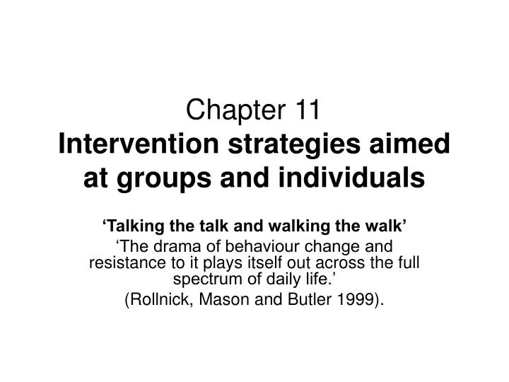 chapter 11 intervention strategies aimed at groups and individuals