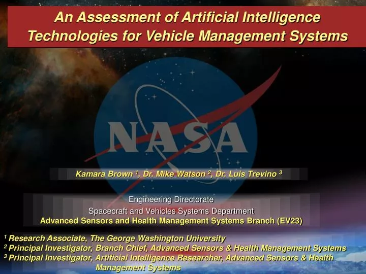 an assessment of artificial intelligence technologies for vehicle management systems